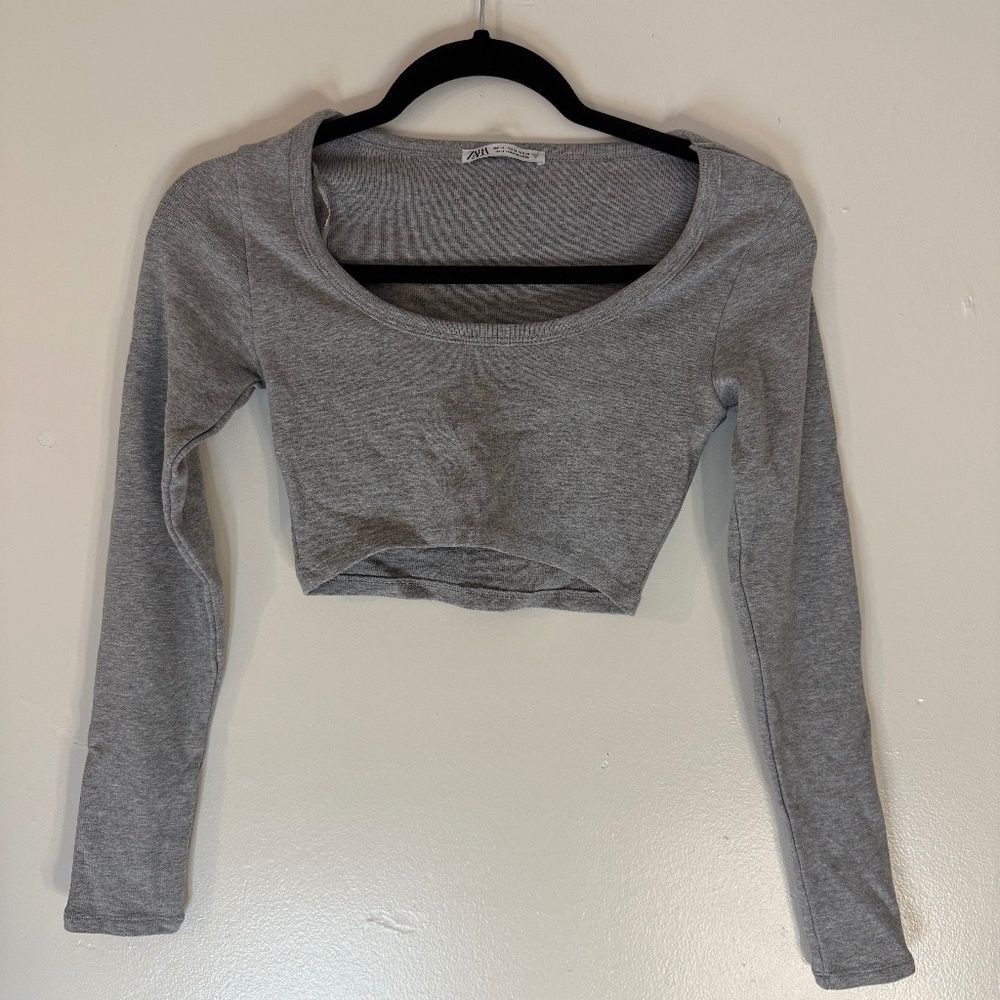 Zara Cropped Gray Long Sleeve
